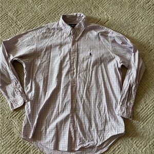 Ralph Lauren Men's Plaid Button-Down Shirt - Red and White